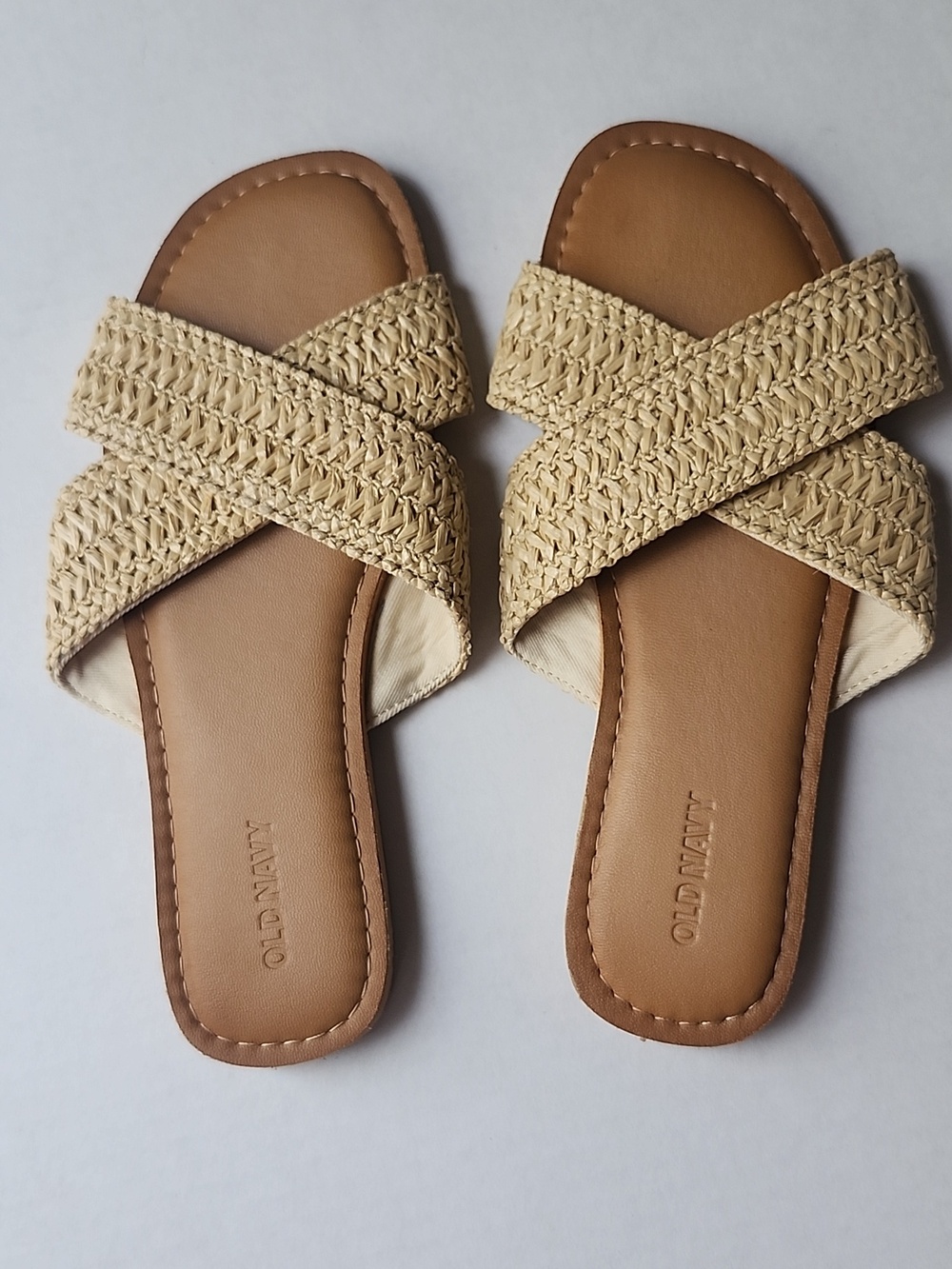 Old Navy Straw Tan Slides Size 7